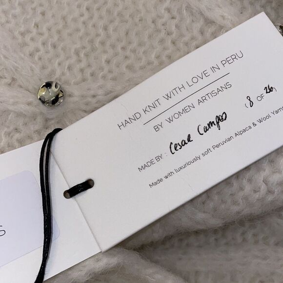 NWT 478.00- ELEVEN SIX ZARIA SWEATER IVORY W/BEADS XS/S OVERSIZED CROP HAND KNIT - Picture 3 of 13